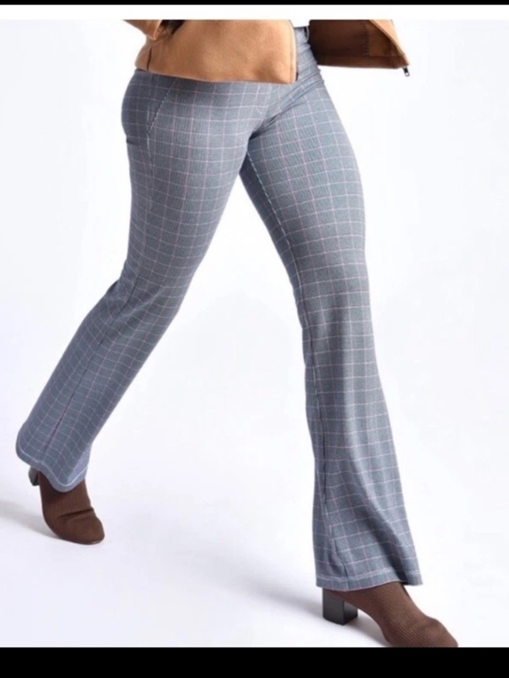 Betabrand Classic Straight Leg Yoga Pants Gray Plaid Houndstooth Size S Petite